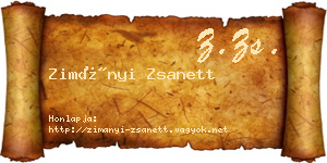 Zimányi Zsanett névjegykártya